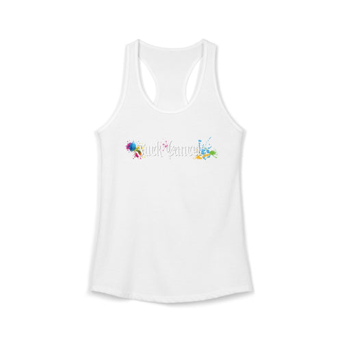 "Fuck Cancer" Paint Splatter Goth Lettering Racerback Tank