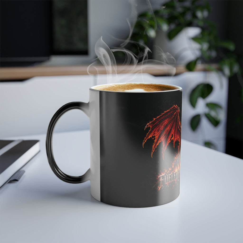 Fueled By Caffine & Chaos- Dragon Color Changing Mug — 11oz Heat-Reactive Halloween Coffee Cup | Keep'n it Real