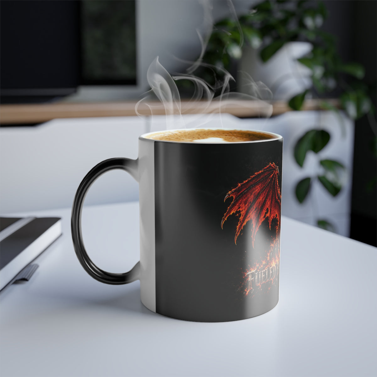 Fueled By Caffine & Chaos- Dragon Color Changing Mug — 11oz Heat-Reactive Halloween Coffee Cup | Keep'n it Real