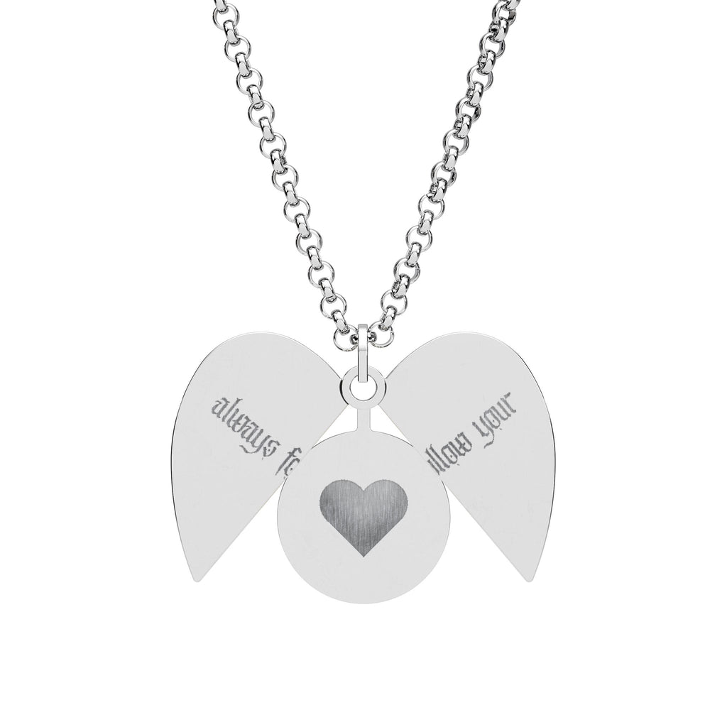 Engravable Hidden Message Heart Necklace — Secret Winged Locket with Personalized Engraving