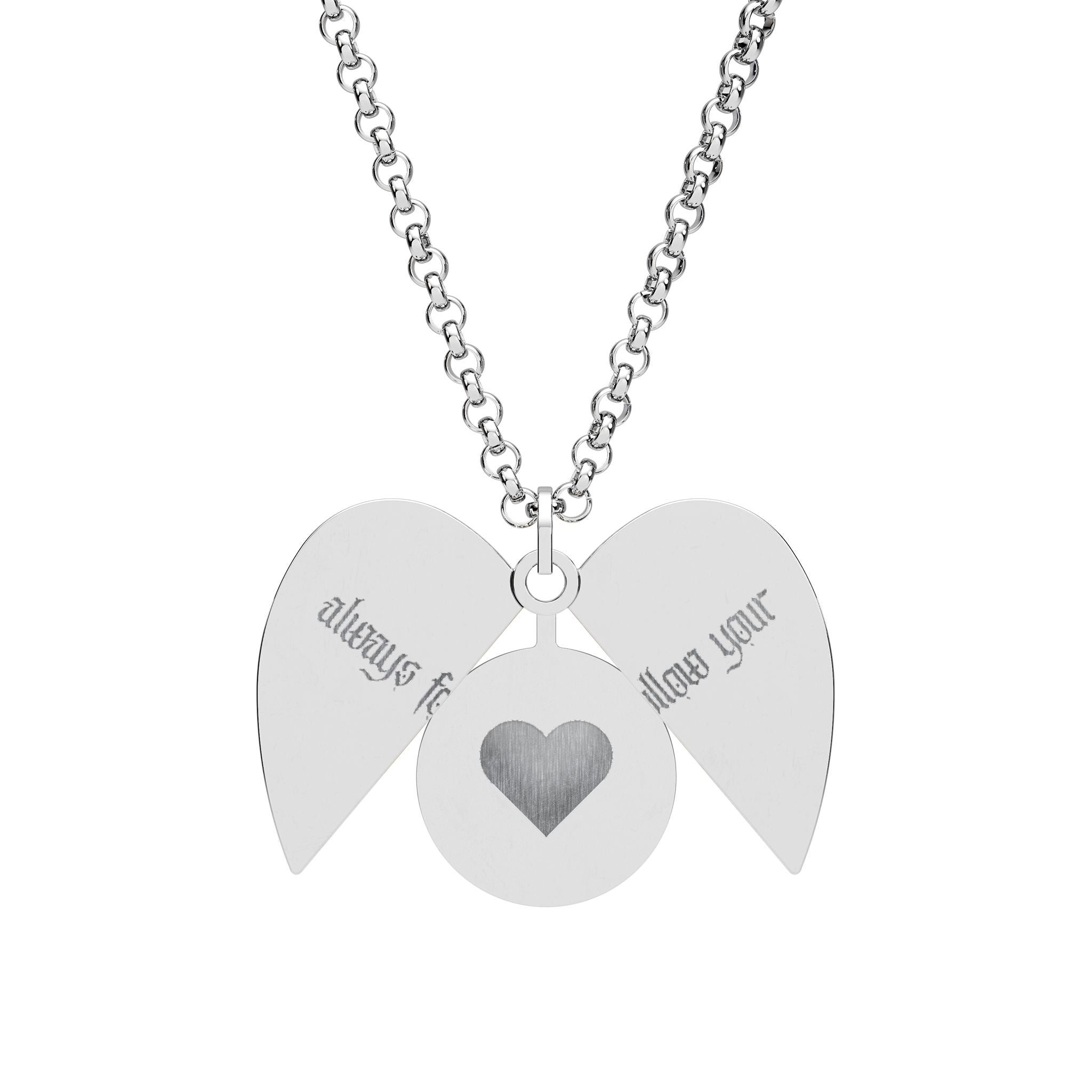 Engravable Hidden Message Heart Necklace — Secret Winged Locket with Personalized Engraving