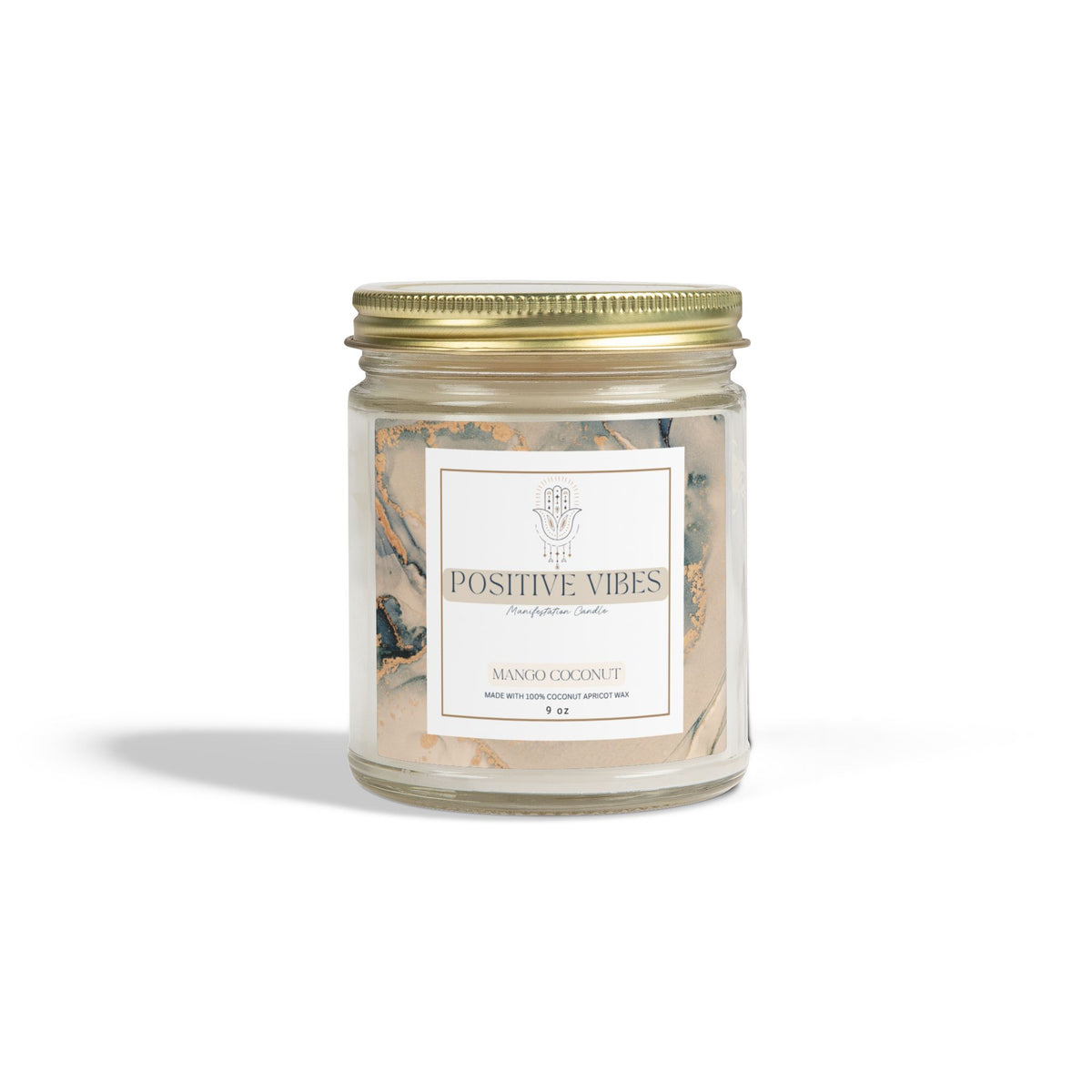 Positive Vibes Manifestation Candle, Mango Coconut Scented Candles, Coconut Apricot Wax (4oz, 9oz)