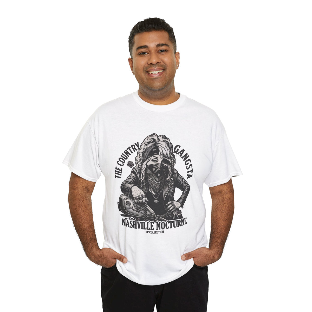 D.P. Collection Country Gangsta Biker Tee — "Nashville Nocturne" Graphic Shirt (Back: Gone But Not Forgotten)