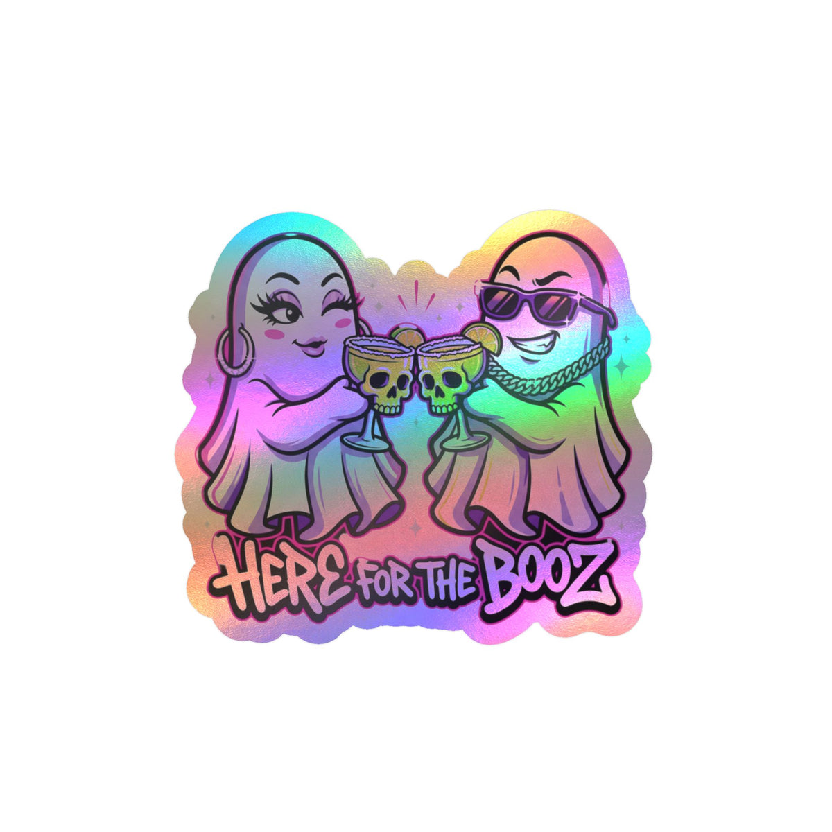 Here for the Booz Ghost Halloween Decal Sticker- Keep'n It Real
