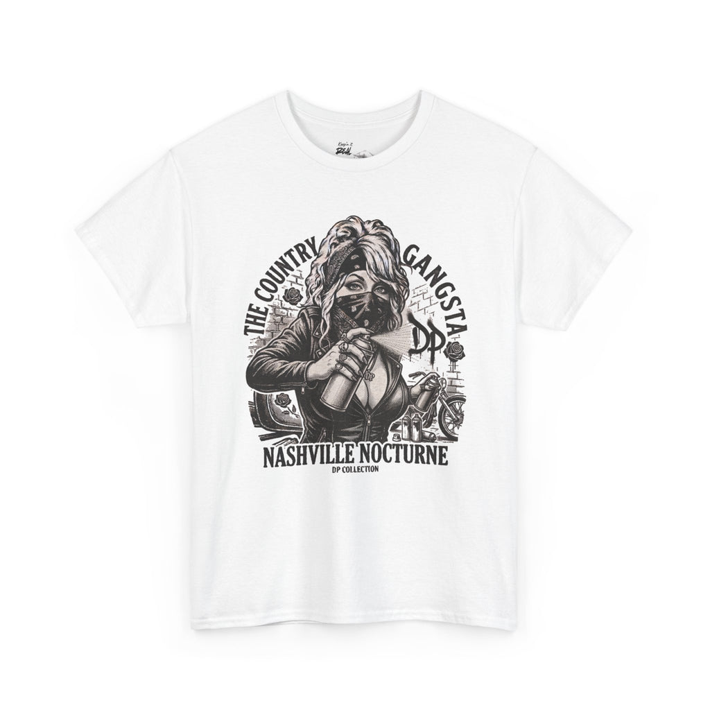 D.P. Collection Country Gangsta Spray Painting Tee — "Nashville Nocturne" Graphic Shirt (Back: Gone But Not Forgotten)