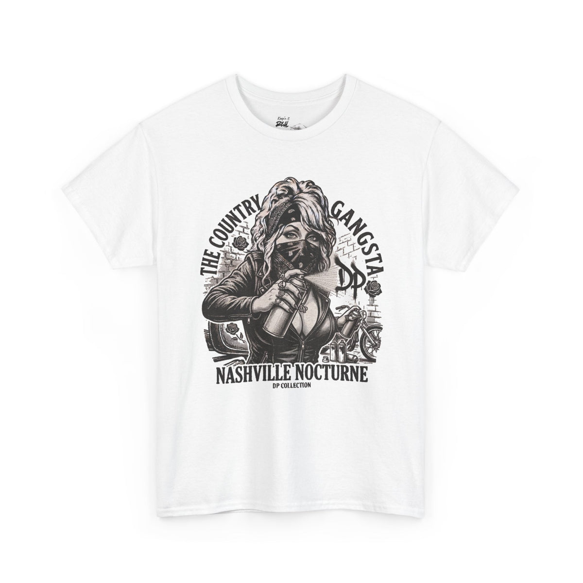 D.P. Collection Country Gangsta Spray Painting Tee — "Nashville Nocturne" Graphic Shirt (Back: Gone But Not Forgotten)