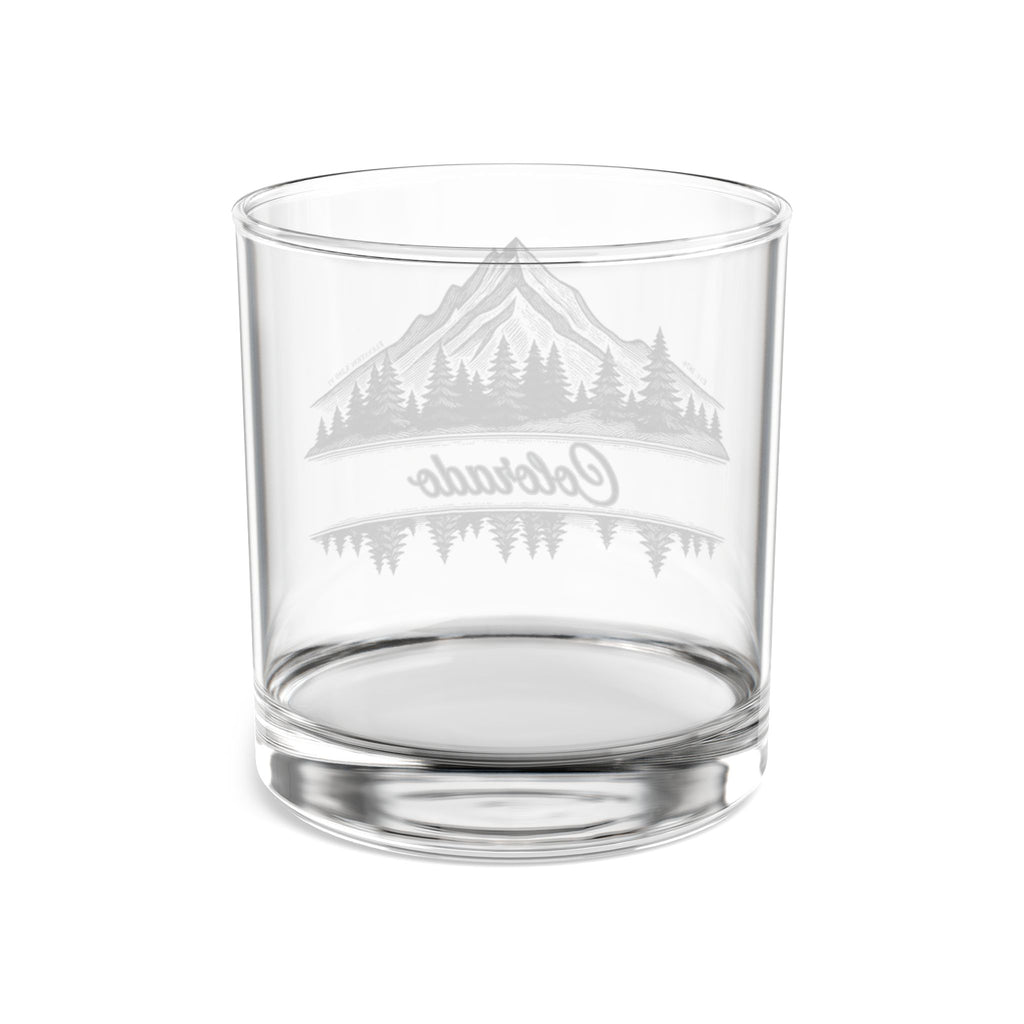 Colorado Mountain Rocks Glass — 10 oz Whiskey Tumbler with Pine Tree & Lake Engraving