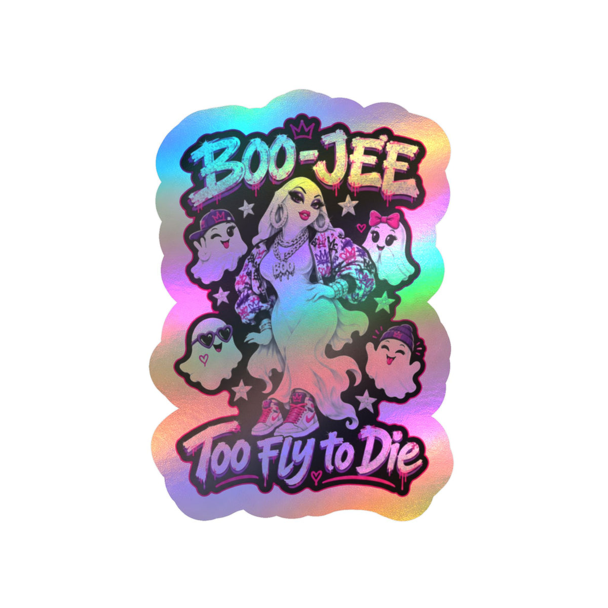 "Boo-Jee" Too Fly To  Die"  Ghost Halloween Decal Sticker- Keep'n It Real