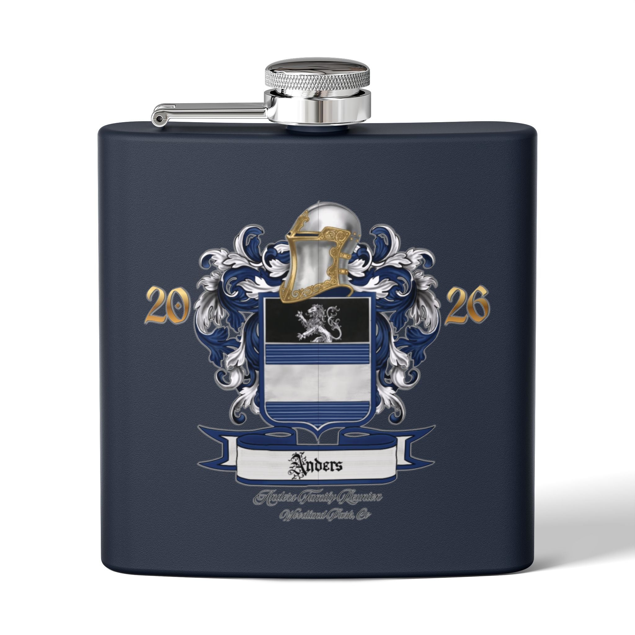 Anders Family Crest Stainless Steel Flask 6oz