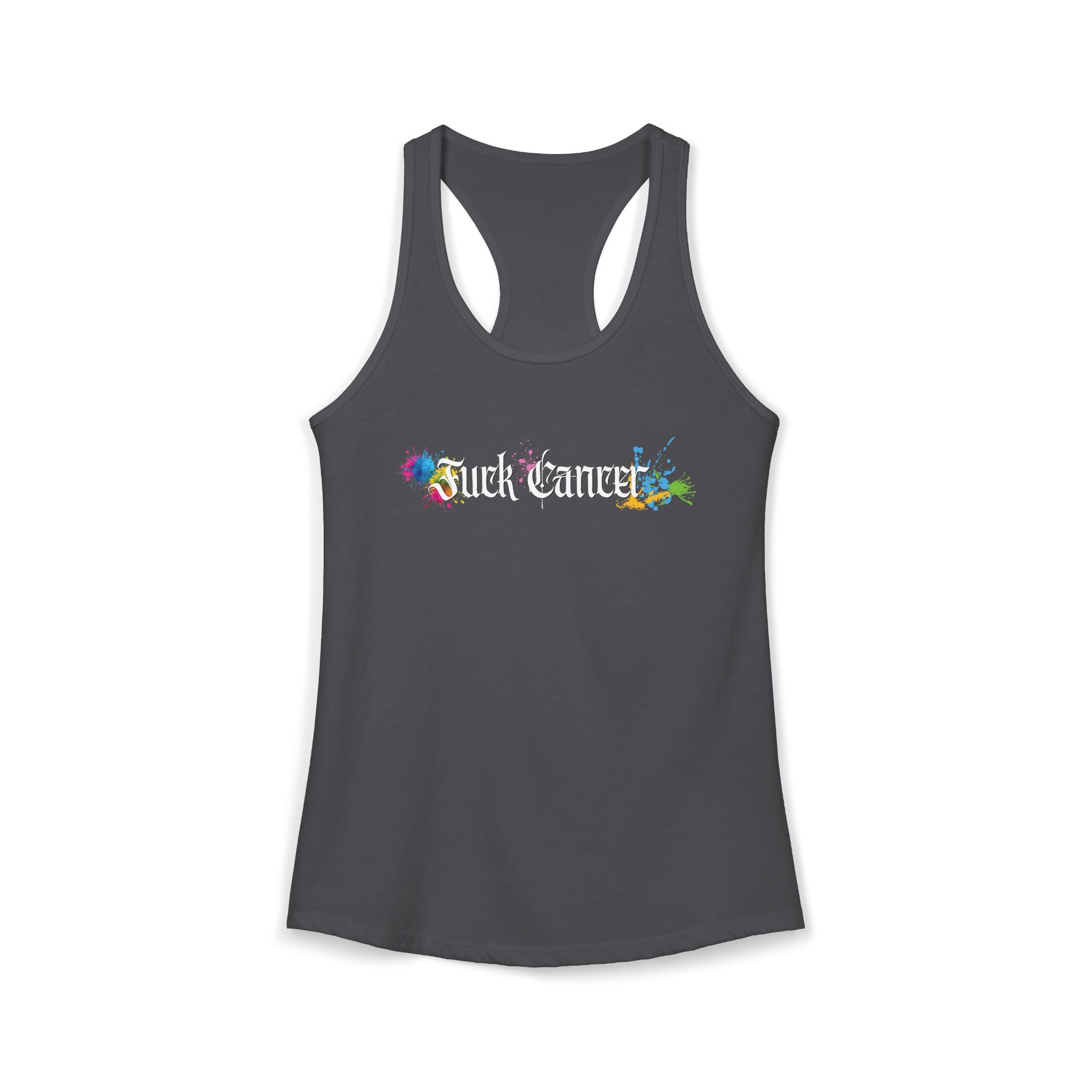 "Fuck Cancer" Paint Splatter Goth Lettering Racerback Tank