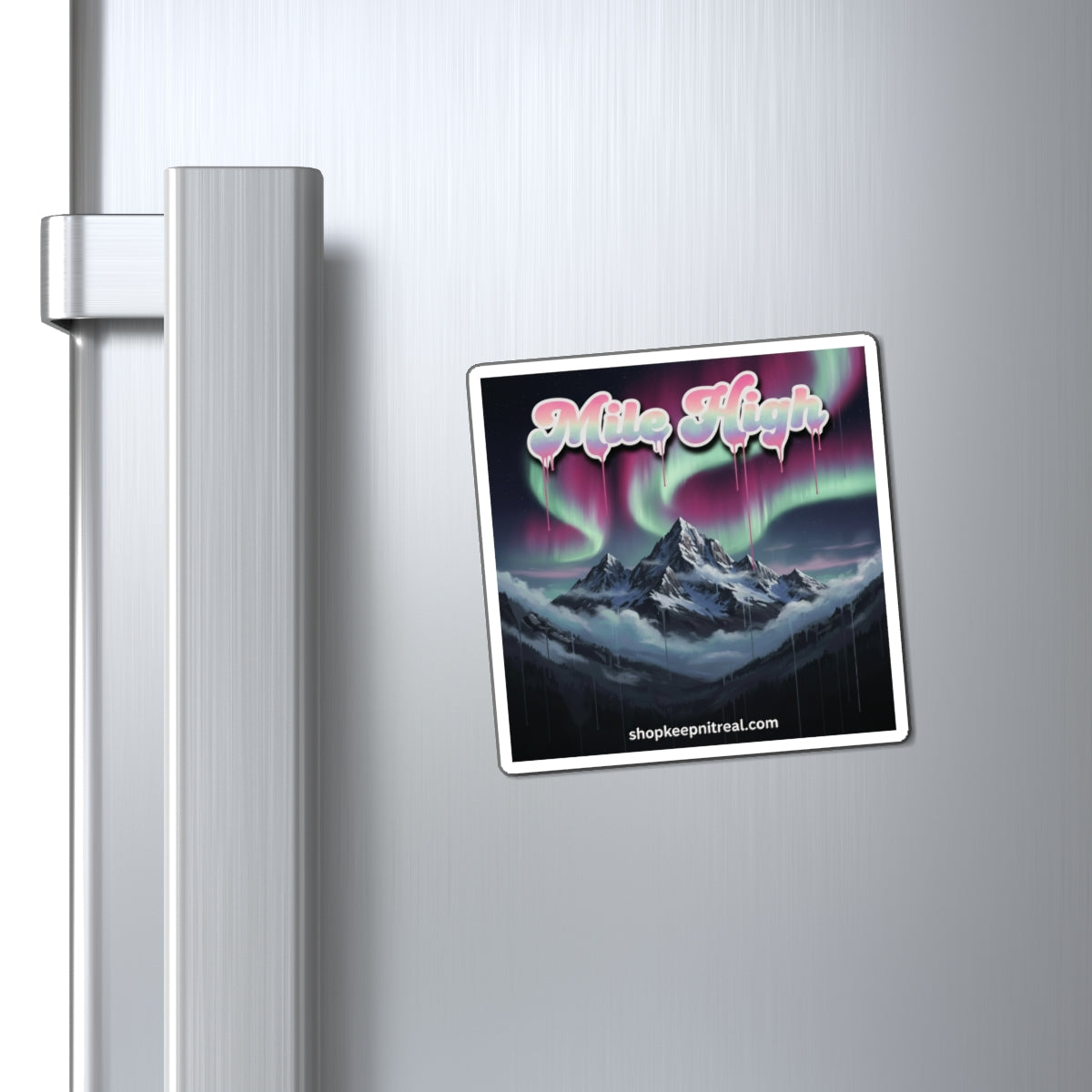 Mile High Aurora Magnet — Retro Mountain Scenic Refrigerator Magnet