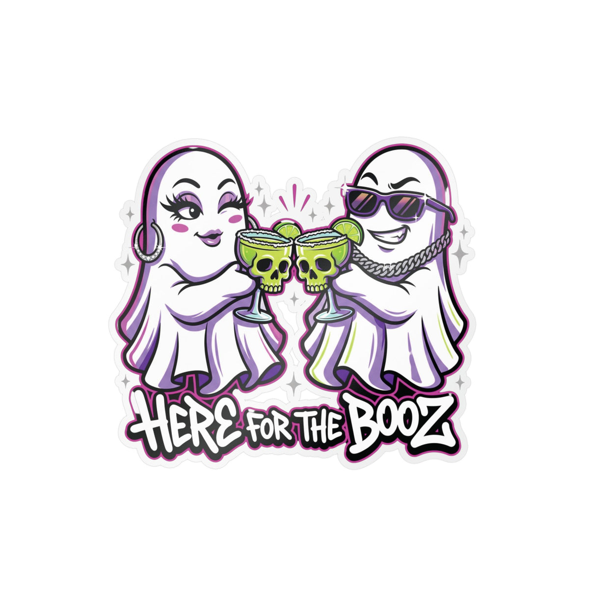 Here for the Booz Ghost Halloween Decal Sticker- Keep'n It Real
