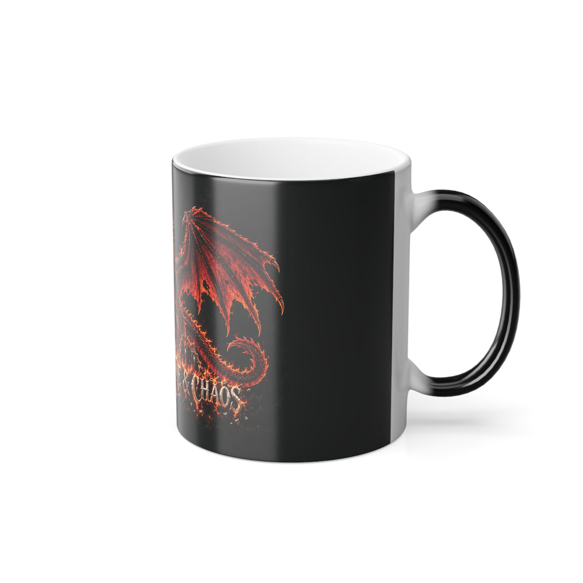 Fueled By Caffine & Chaos- Dragon Color Changing Mug — 11oz Heat-Reactive Halloween Coffee Cup | Keep'n it Real