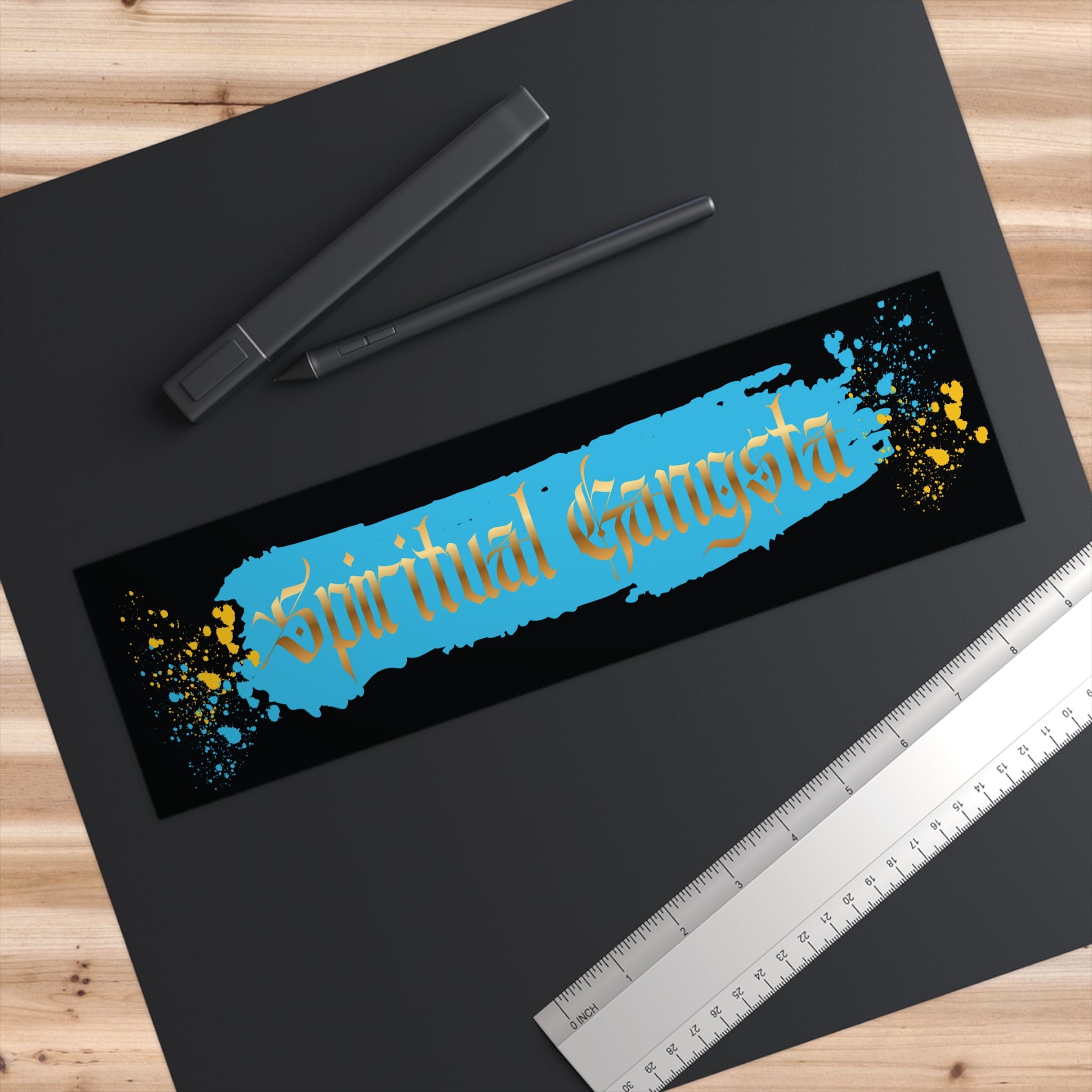 Spiritual Gangsta Bumper Sticker – Bold Blue & Gold Meditation Decal