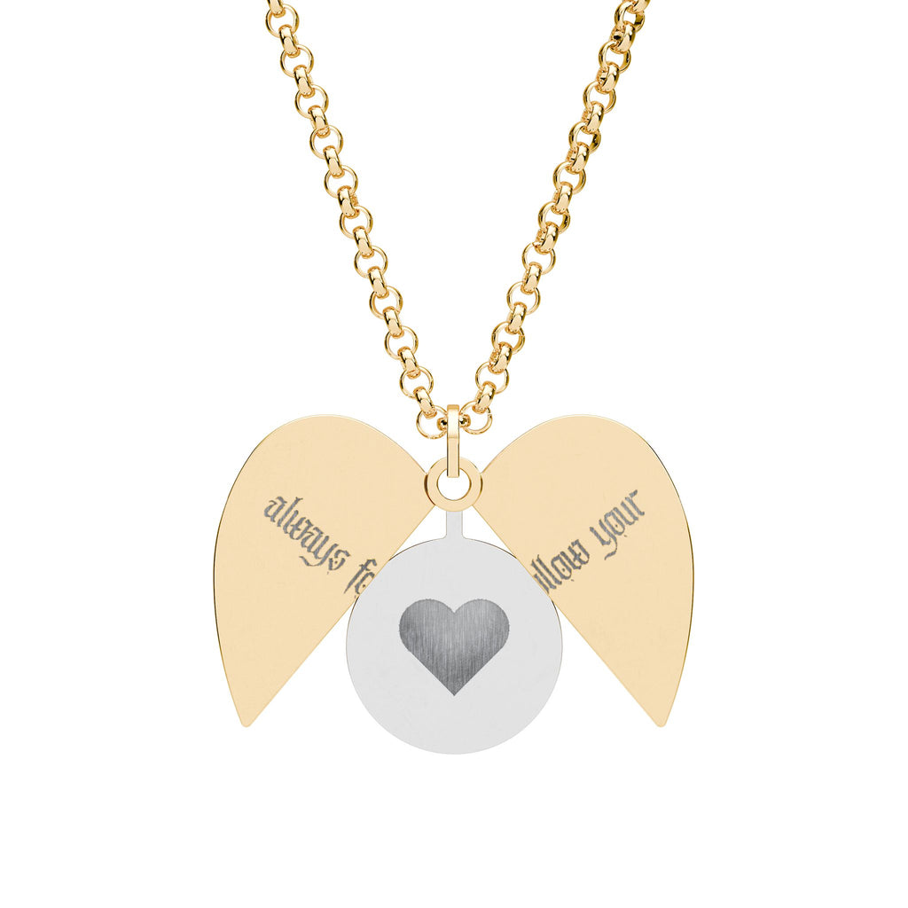 Engravable Hidden Message Heart Necklace — Secret Winged Locket with Personalized Engraving