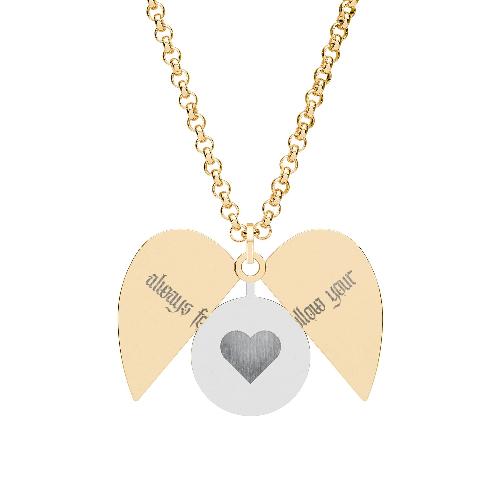 Engravable Hidden Message Heart Necklace — Secret Winged Locket with Personalized Engraving