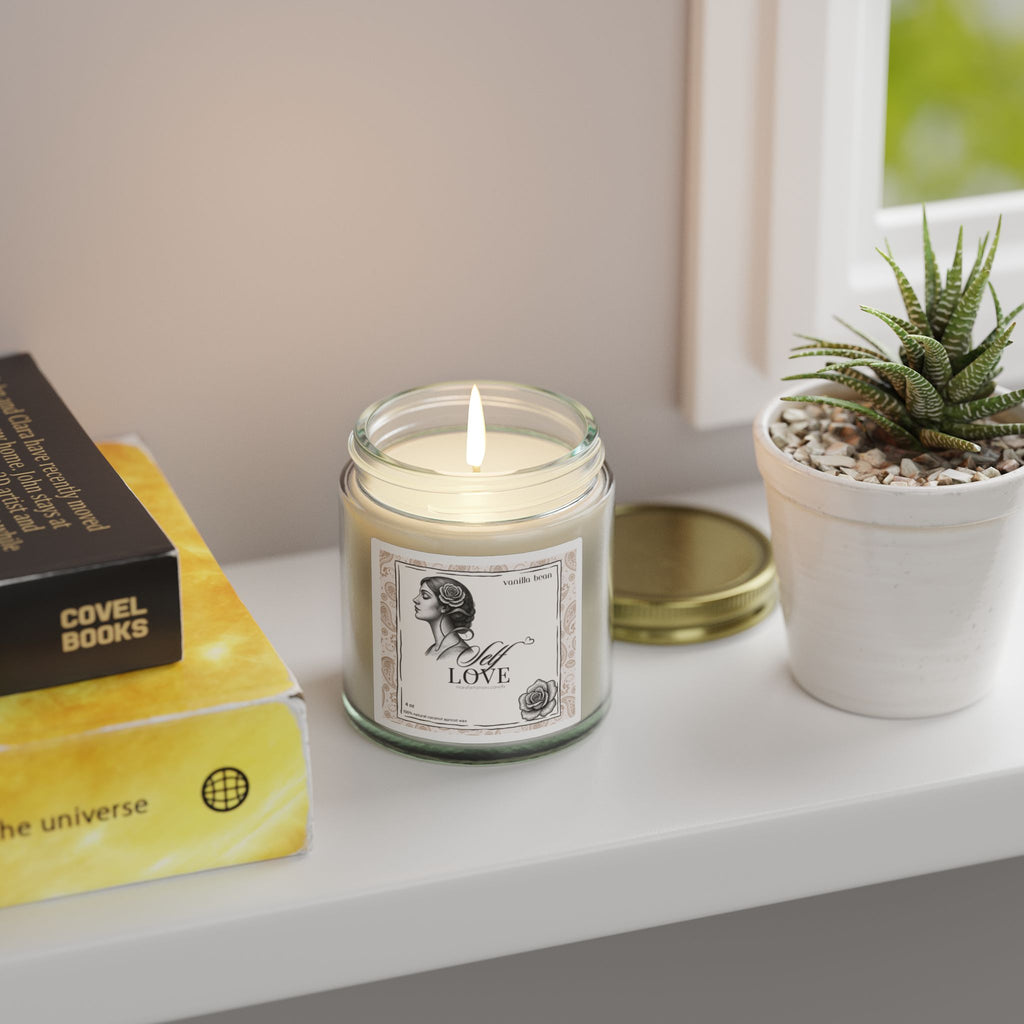 'Self Love' Manifestation Vanilla Bean Scented Candle — Coconut Apricot Wax (4oz/9oz)