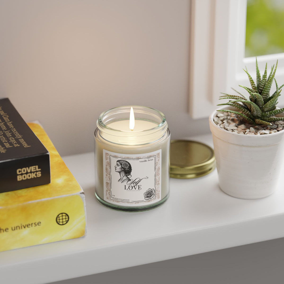 'Self Love' Manifestation Vanilla Bean Scented Candle — Coconut Apricot Wax (4oz/9oz)