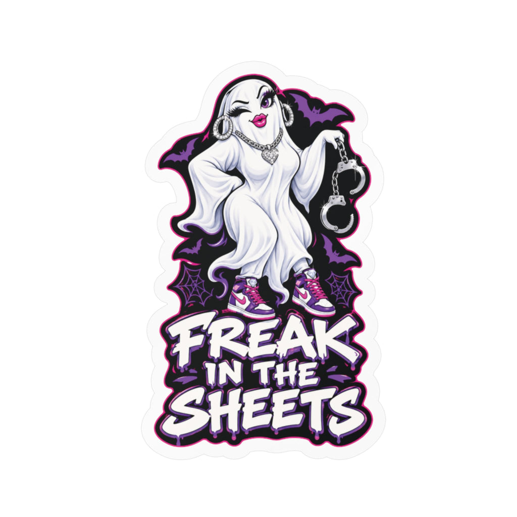 Freak In The Sheets Ghost With Handcuffs Halloween  Decal Sticker- Keep'n It Real