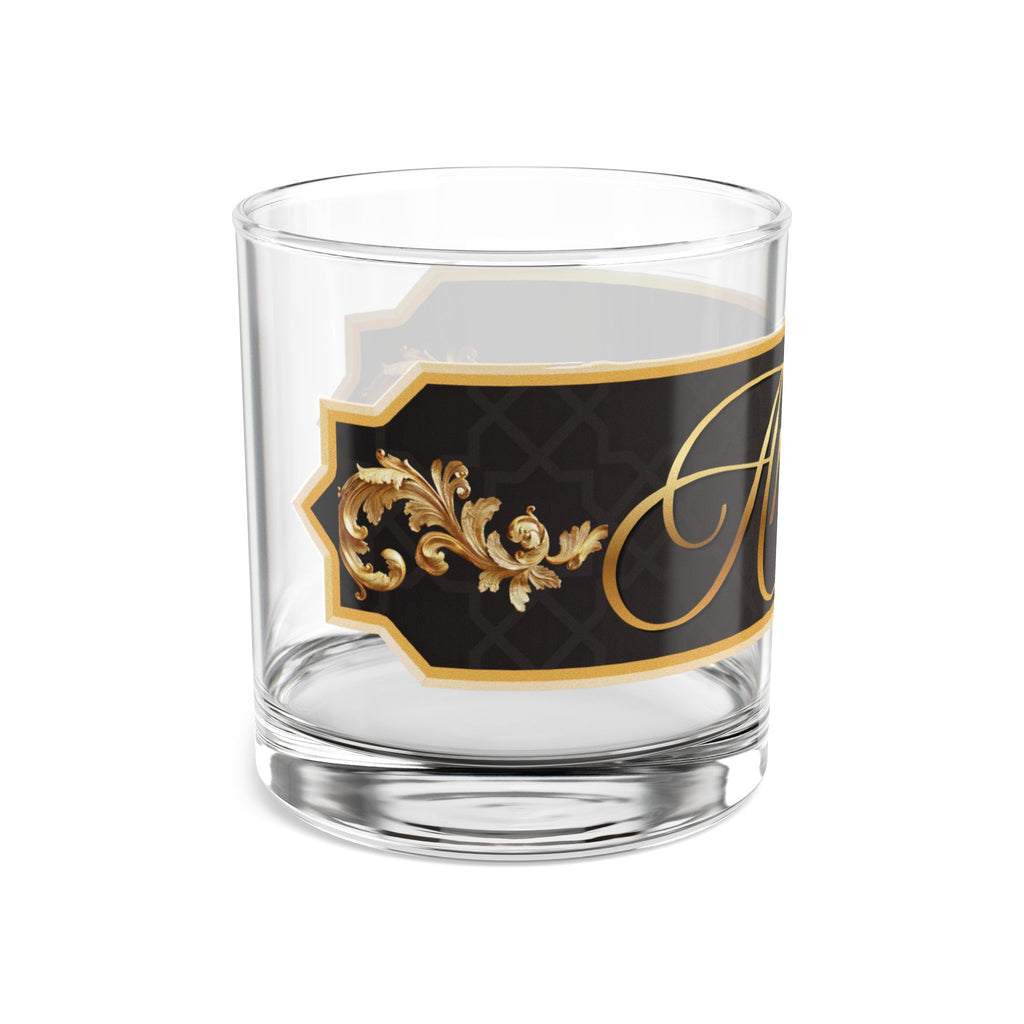 Personalized Black & Gold 10oz Rocks Glass — Custom Name Whiskey Tumbler
