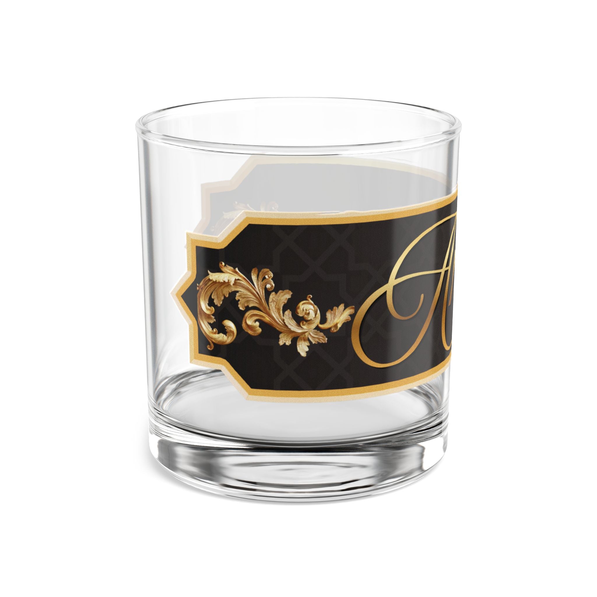 Personalized Black & Gold 10oz Rocks Glass — Custom Name Whiskey Tumbler
