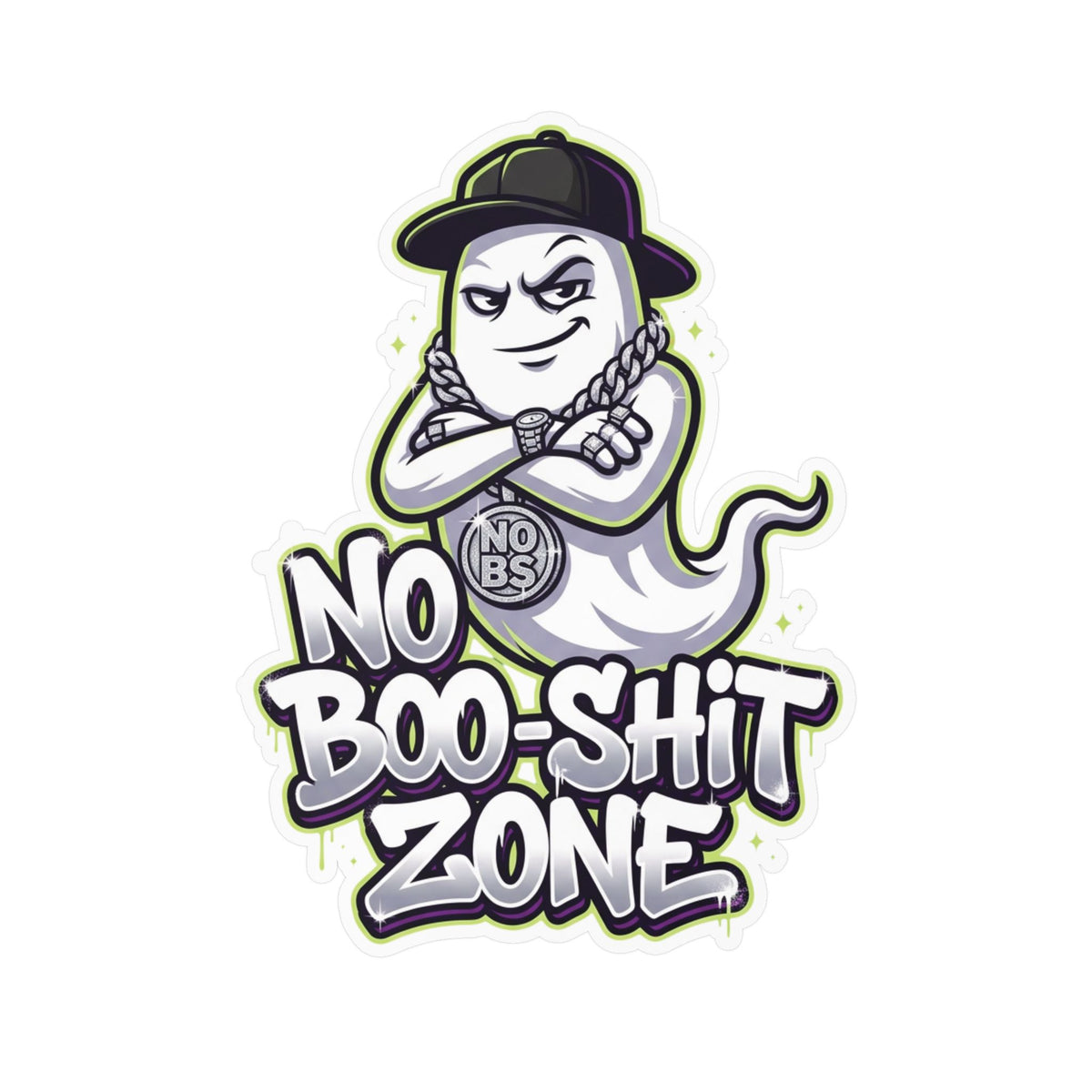 No Boo-Shit Zone Ghost Halloween Decal Sticker- Keep'n It Real
