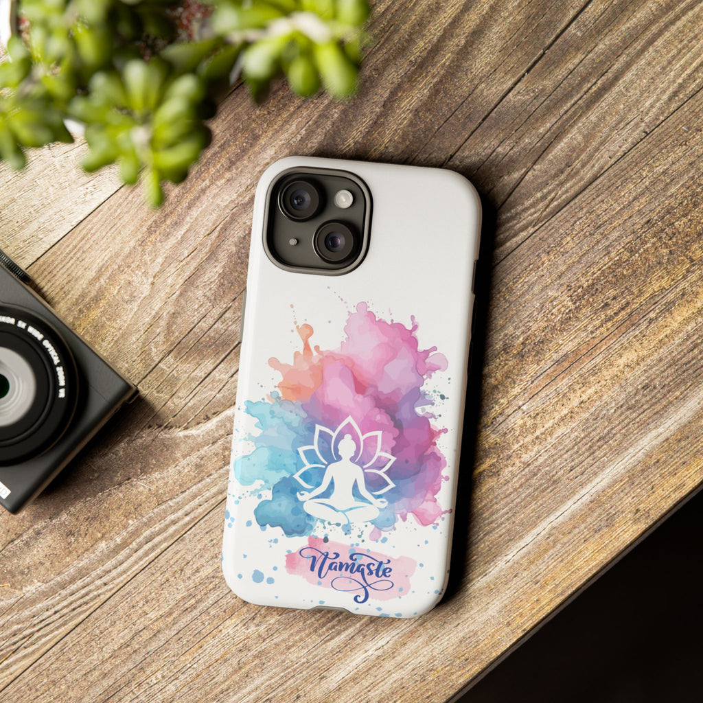 Yoga Namaste Phone Case - Watercolor Lotus Tough Case