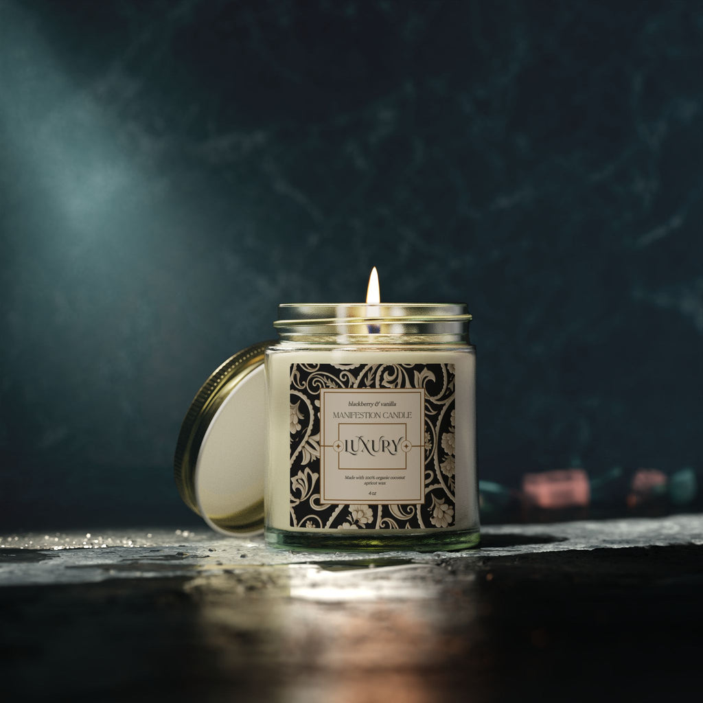 Luxury Manifestation Candle, Blackberry & Vanilla Scented Candles, Coconut Apricot Wax (4oz, 9oz)