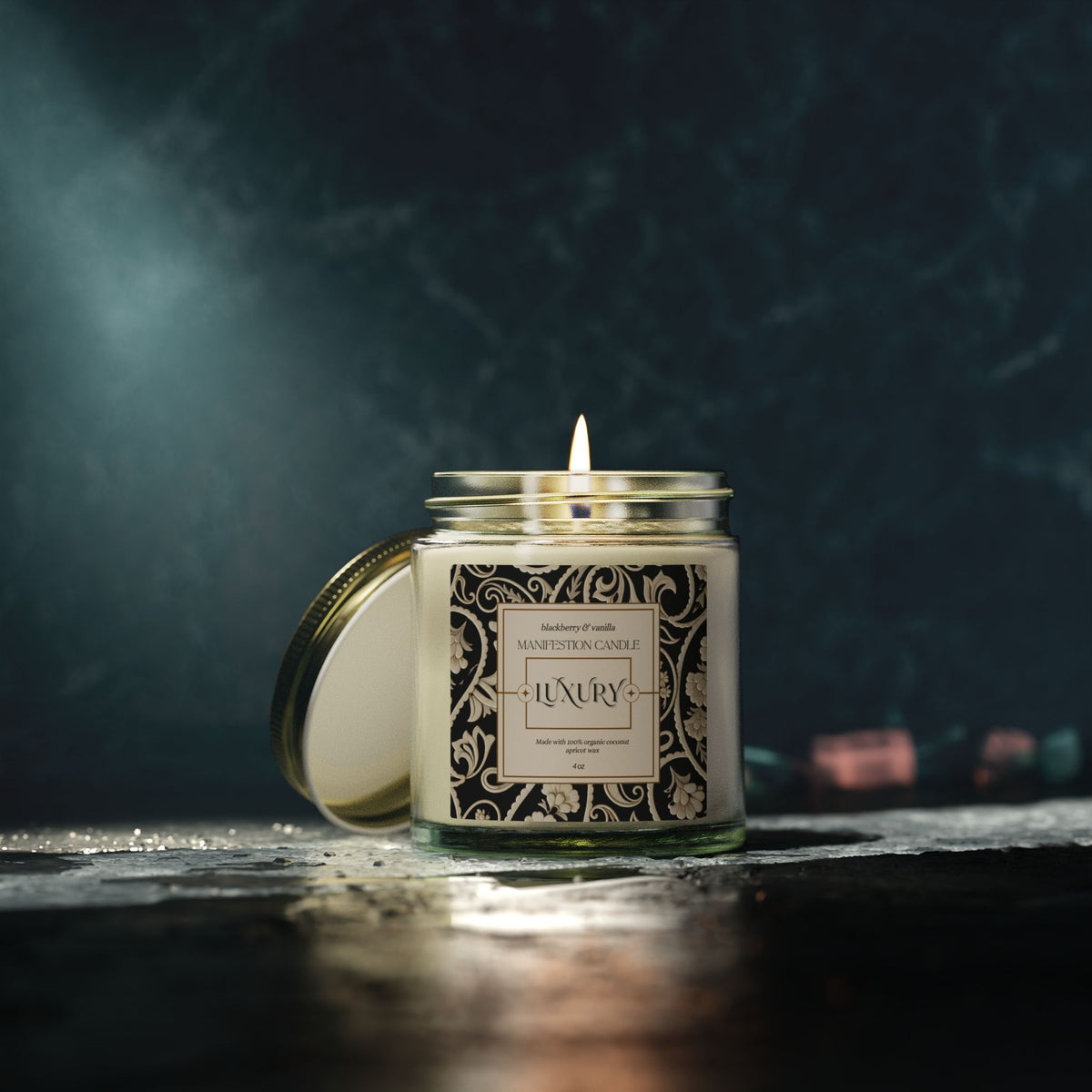 Luxury Manifestation Candle, Blackberry & Vanilla Scented Candles, Coconut Apricot Wax (4oz, 9oz)