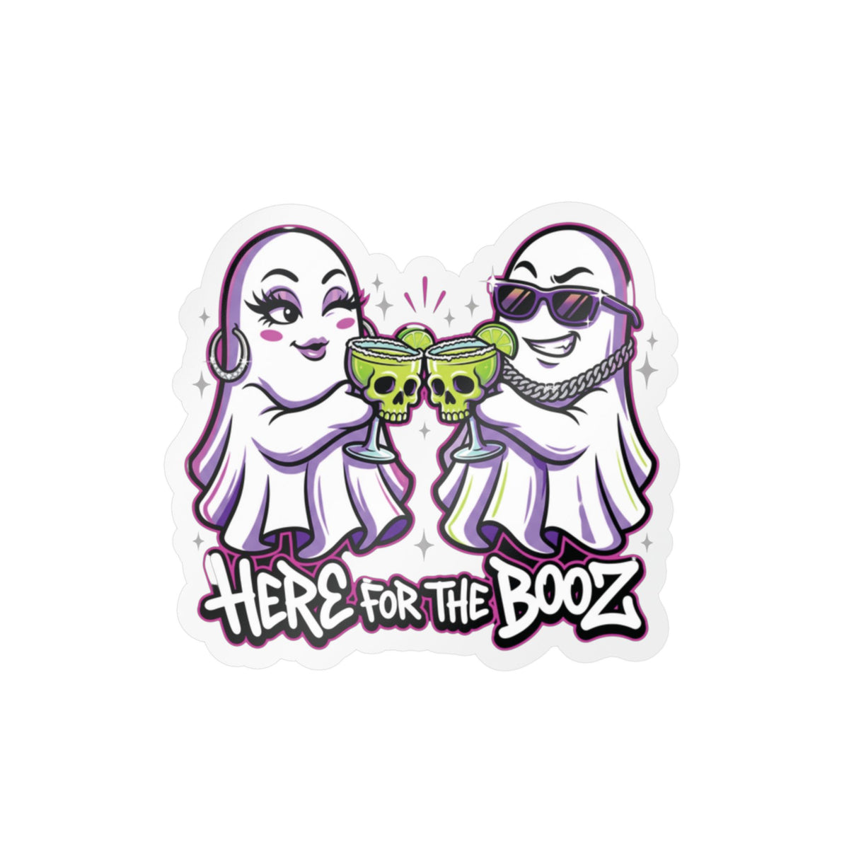 Here for the Booz Ghost Halloween Decal Sticker- Keep'n It Real