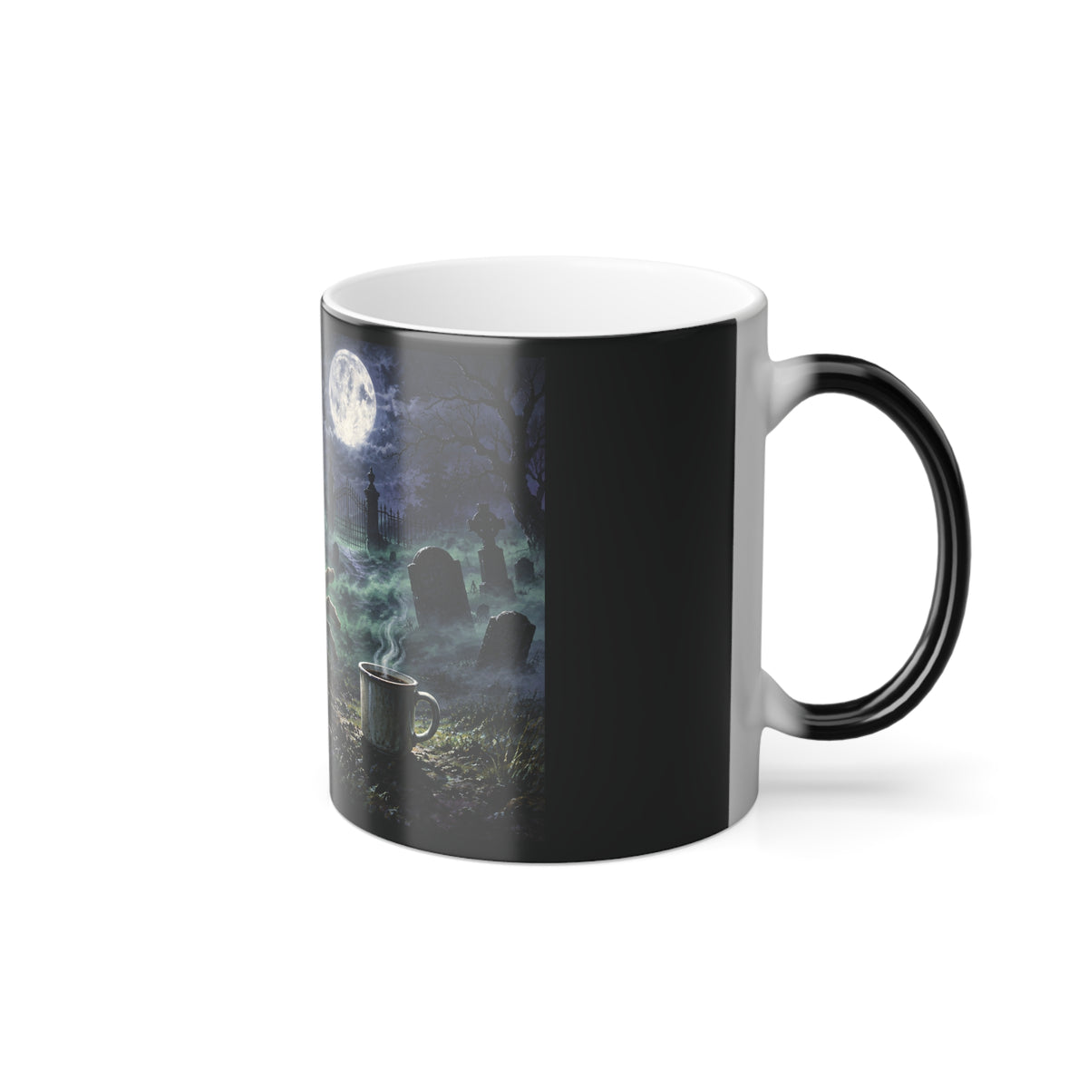 Color-Changing Zombie Graveyard Mug — 11oz Heat-Reactive Halloween Coffee Cup