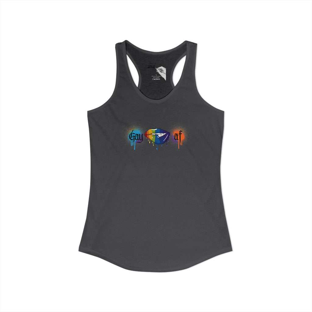 "Gay AF" Paint Splatter Goth Lettering Racerback Tank
