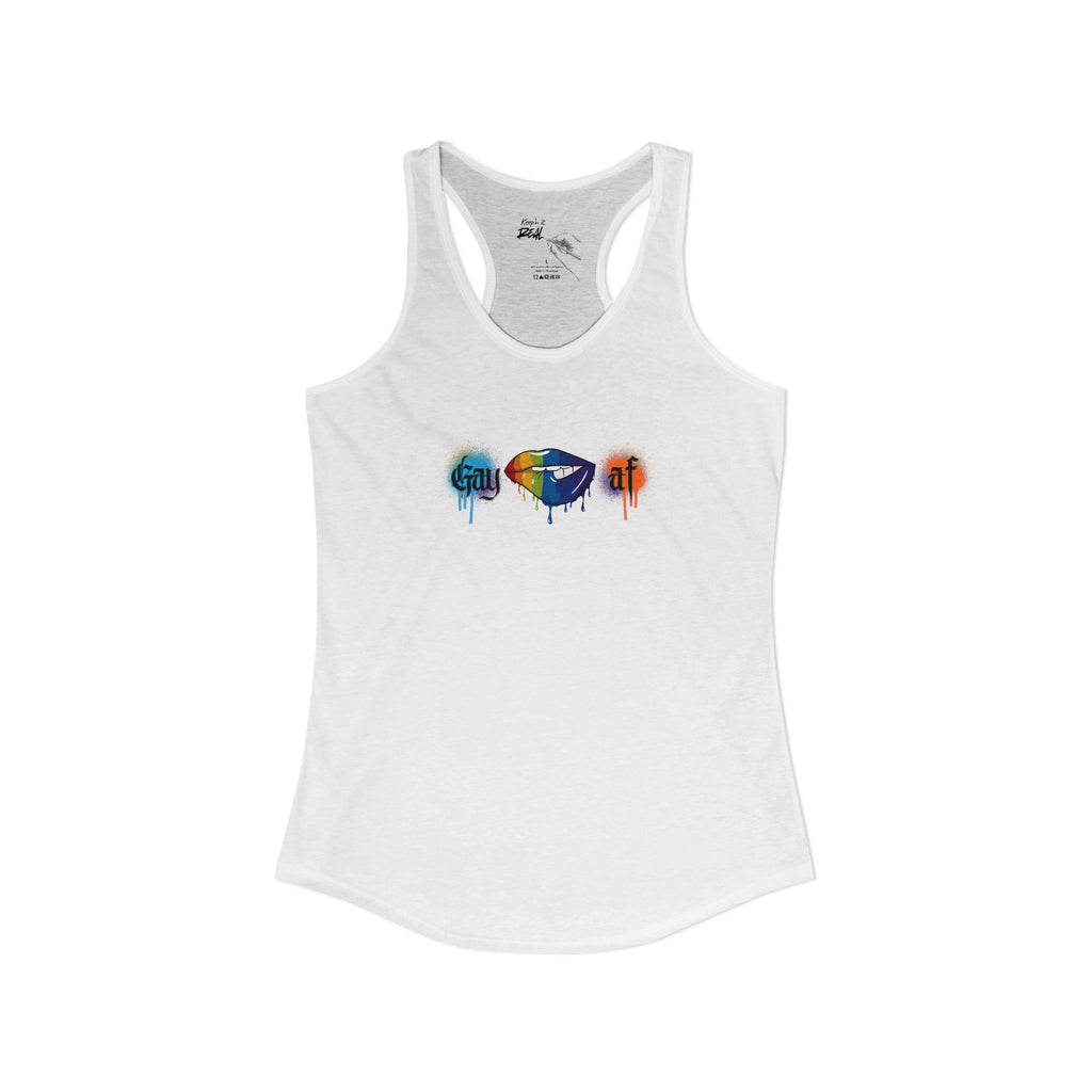 "Gay AF" Paint Splatter Goth Lettering Racerback Tank
