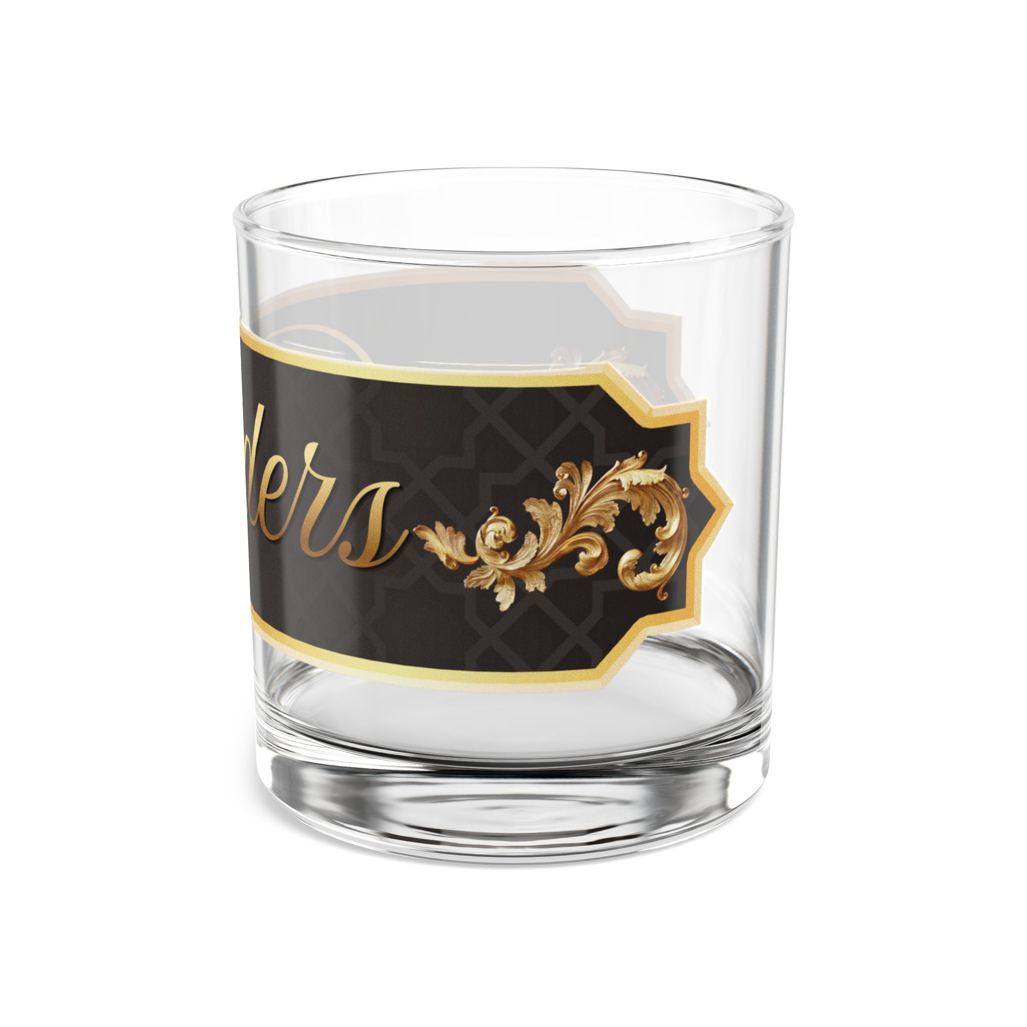 Personalized Black & Gold 10oz Rocks Glass — Custom Name Whiskey Tumbler