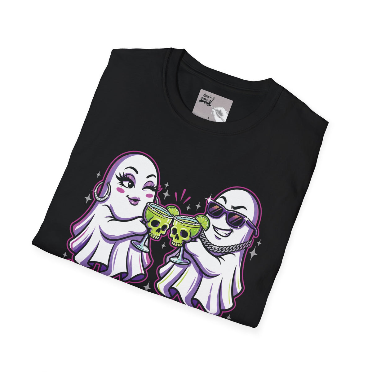 Here for the Booz | Ghost Happy Hour Halloween Tee | Keep’n It Real