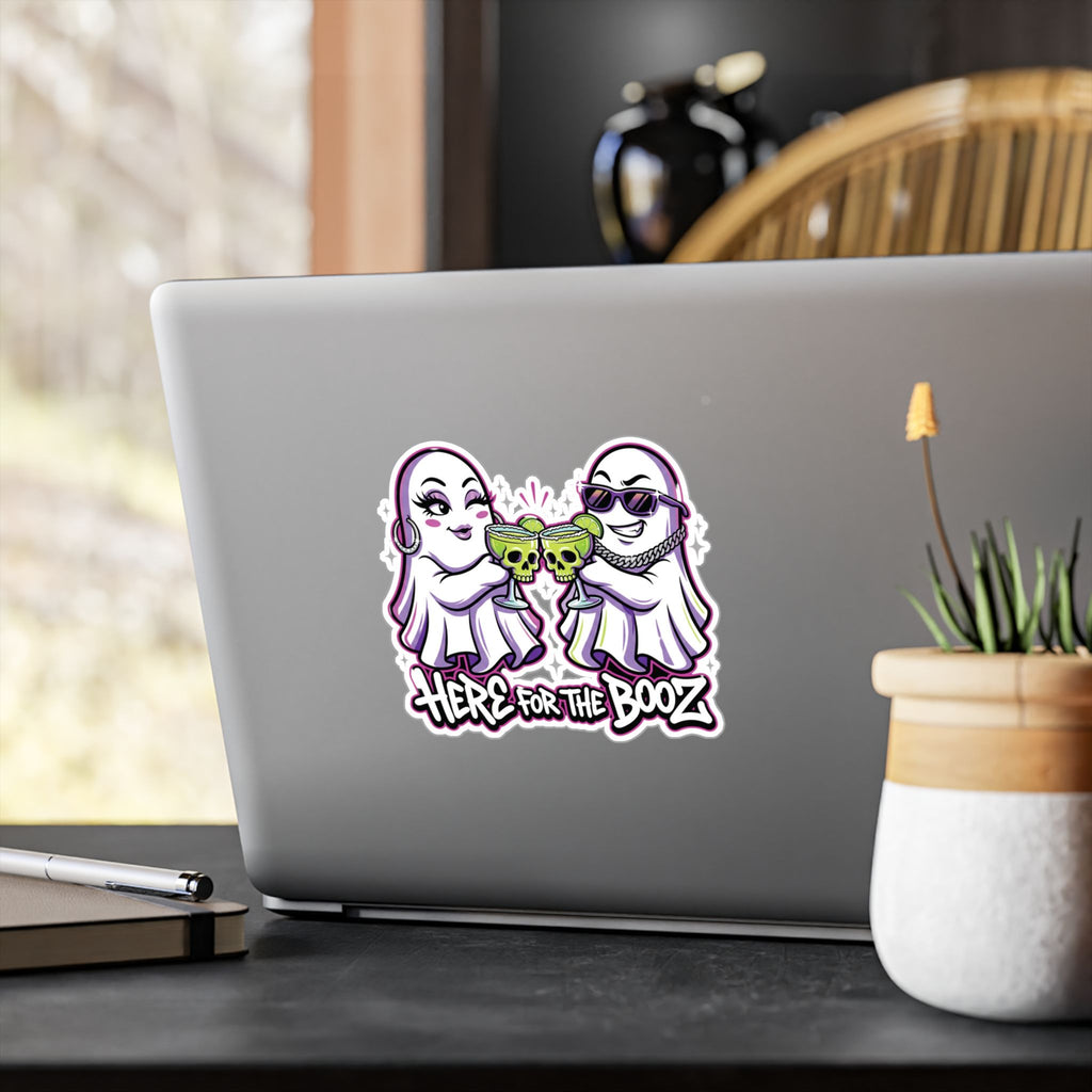 Here for the Booz Ghost Halloween Decal Sticker- Keep'n It Real