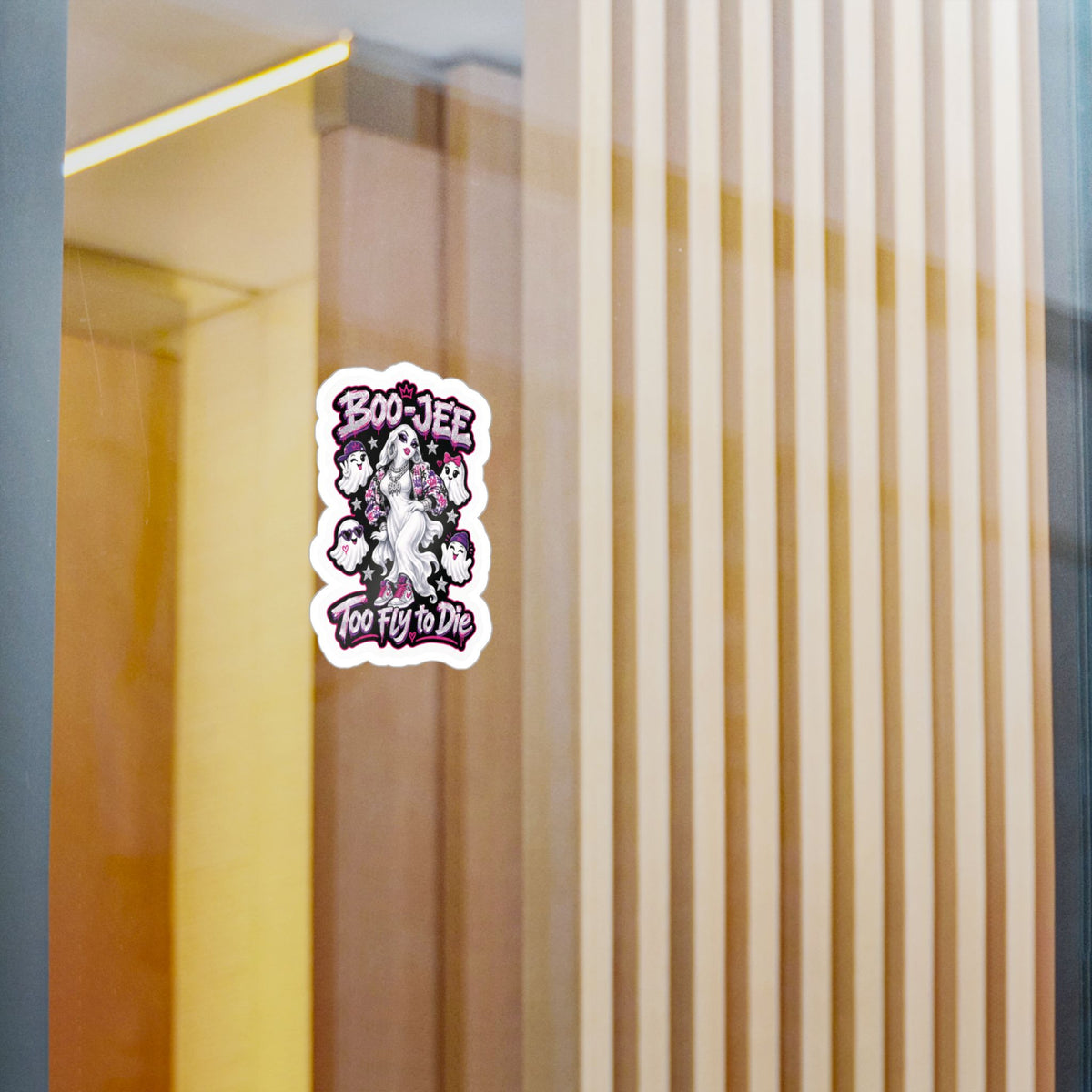 "Boo-Jee" Too Fly To  Die"  Ghost Halloween Decal Sticker- Keep'n It Real