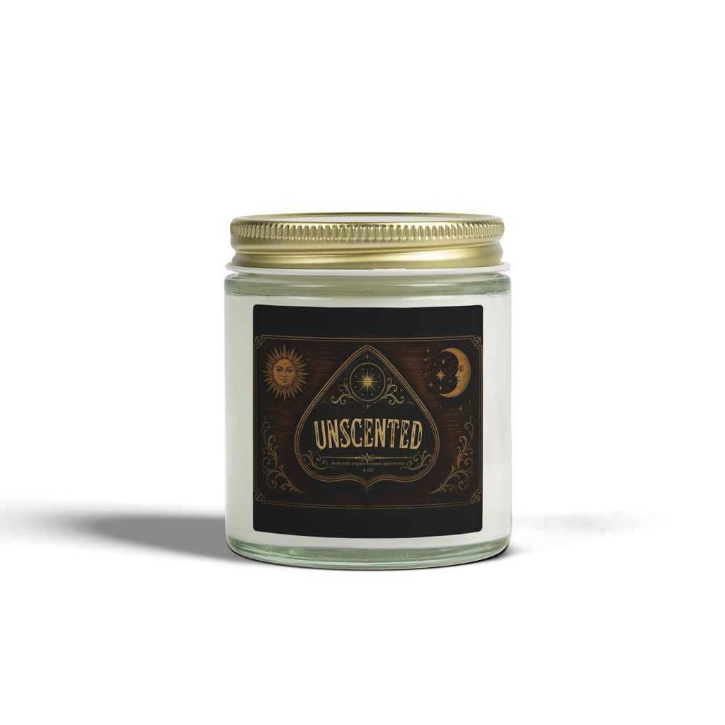 Unscented Coconut-Apricot Wax Candle — Ouija-Inspired Halloween Vibe (4oz & 9oz)