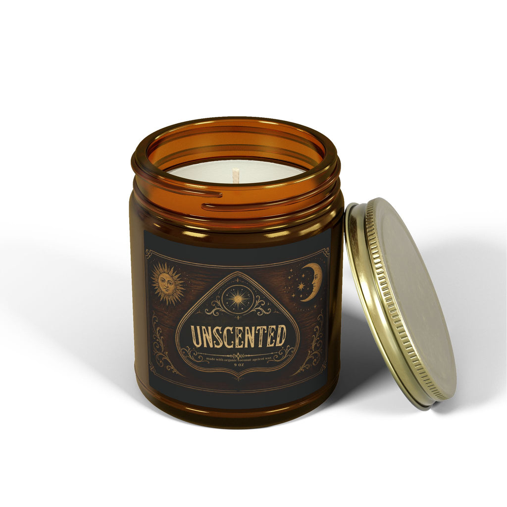 Unscented Coconut-Apricot Wax Candle — Ouija-Inspired Halloween Vibe (4oz & 9oz)