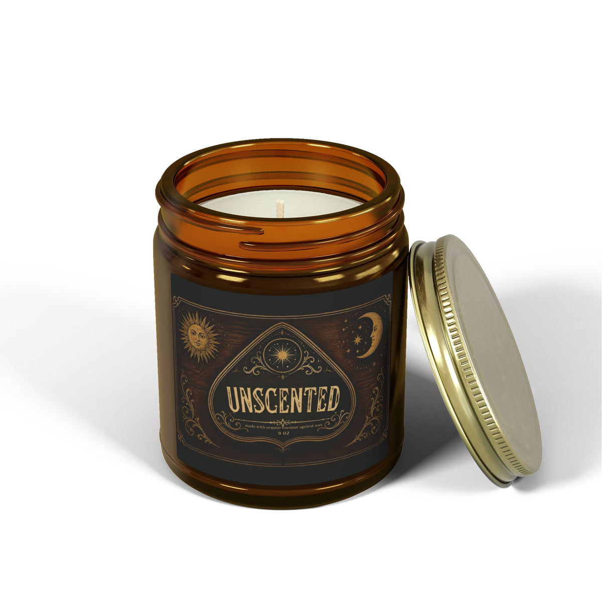 Unscented Coconut-Apricot Wax Candle — Ouija-Inspired Halloween Vibe (4oz & 9oz)
