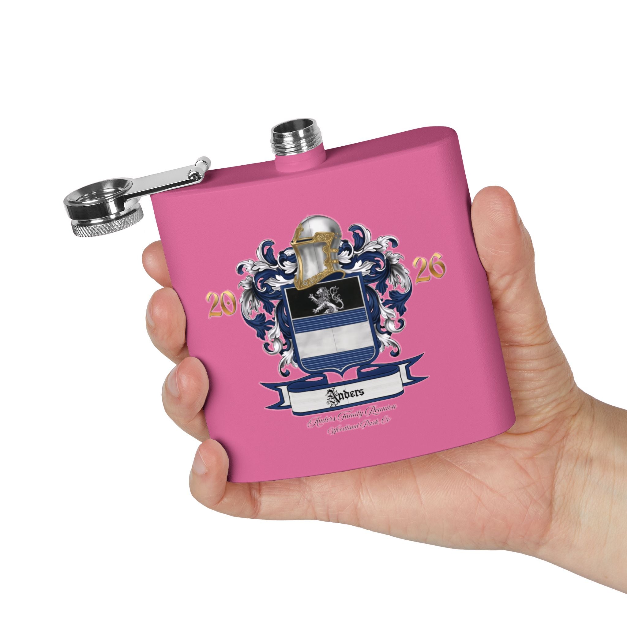 Anders Family Crest Stainless Steel Flask 6oz