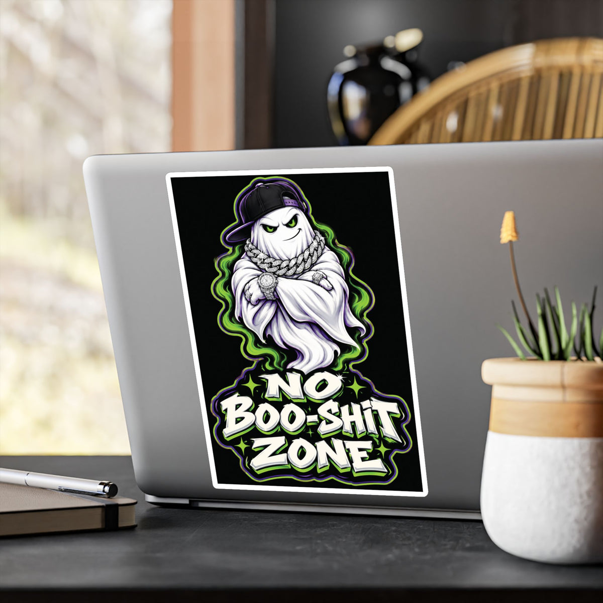 No Boo-Shit Zone Ghost 2 Halloween Decal Sticker- Keep'n It Real