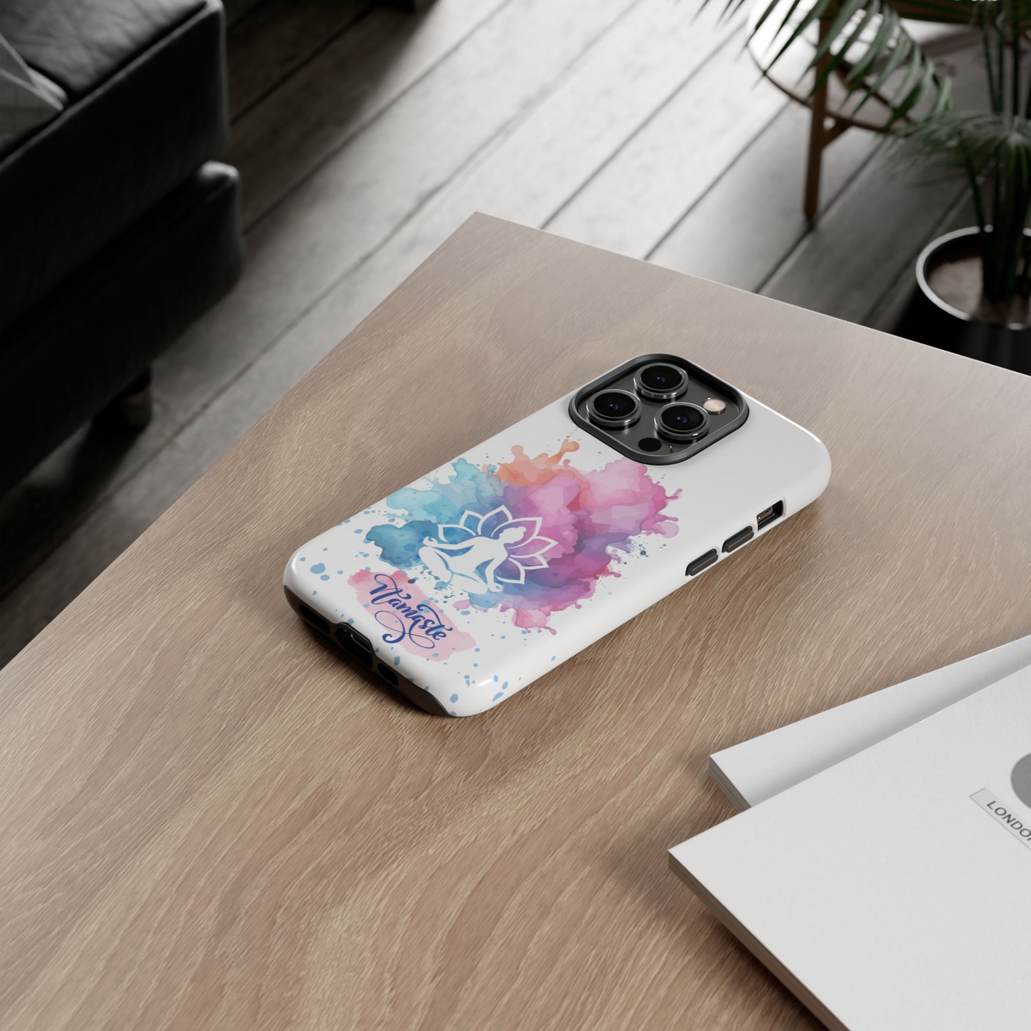 Yoga Namaste Phone Case - Watercolor Lotus Tough Case
