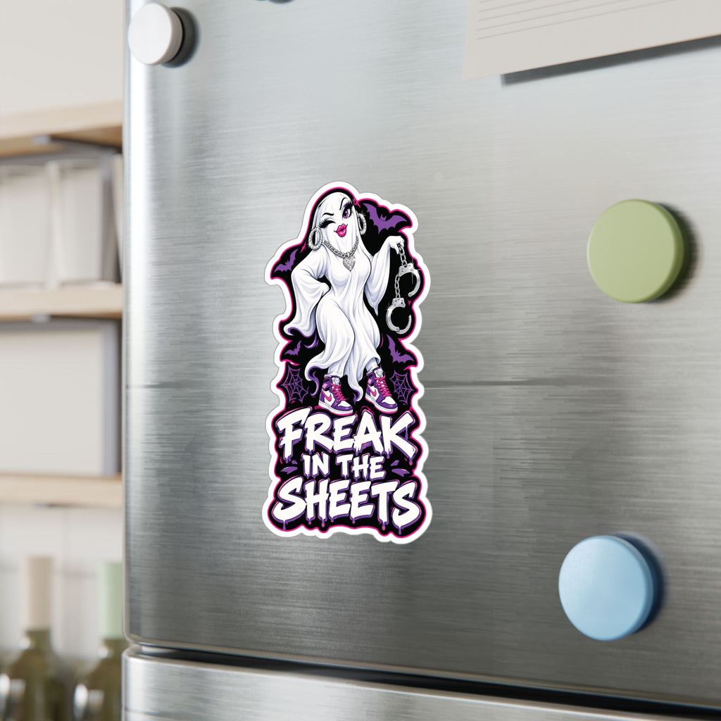 Freak In The Sheets Ghost With Handcuffs Halloween  Decal Sticker- Keep'n It Real