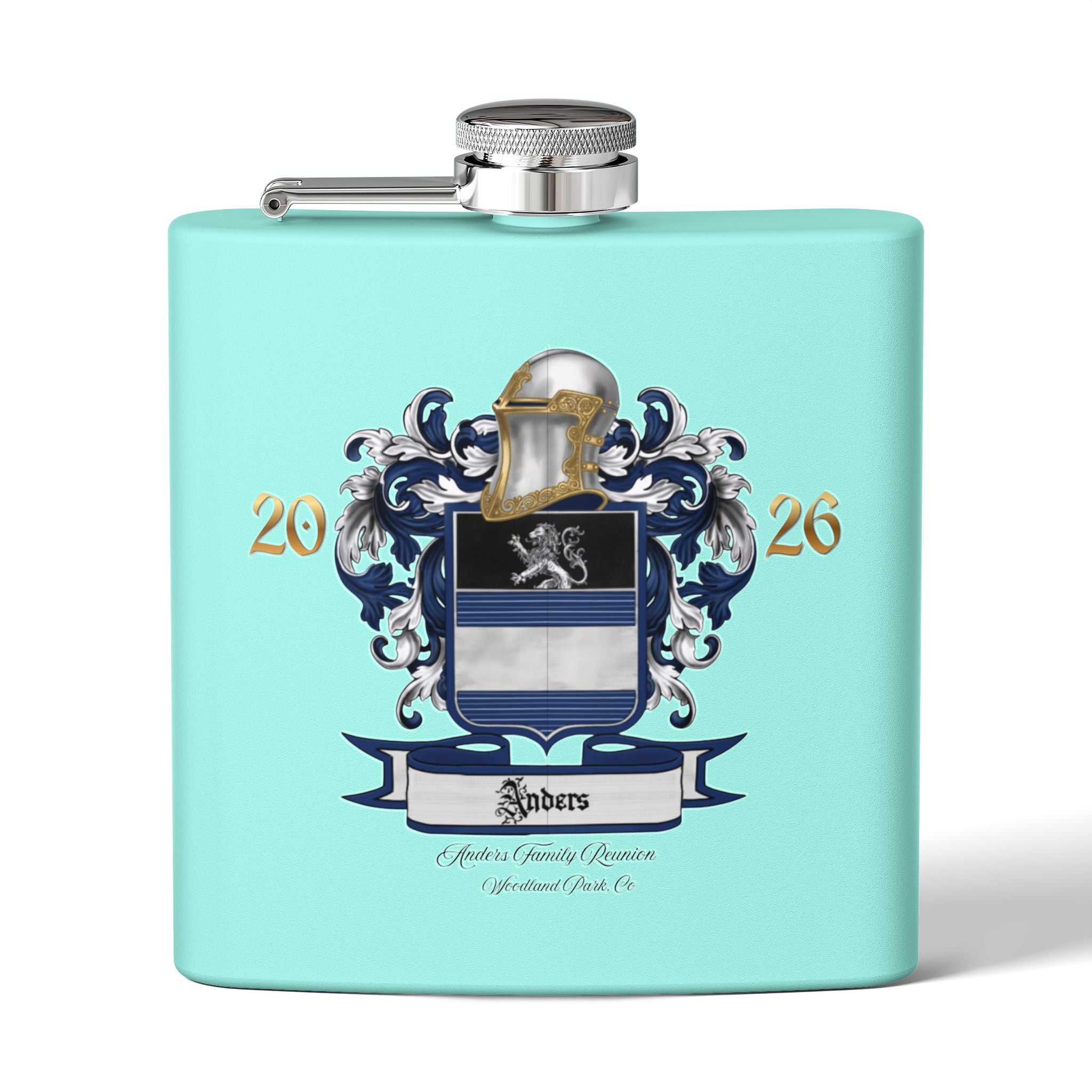 Anders Family Crest Stainless Steel Flask 6oz