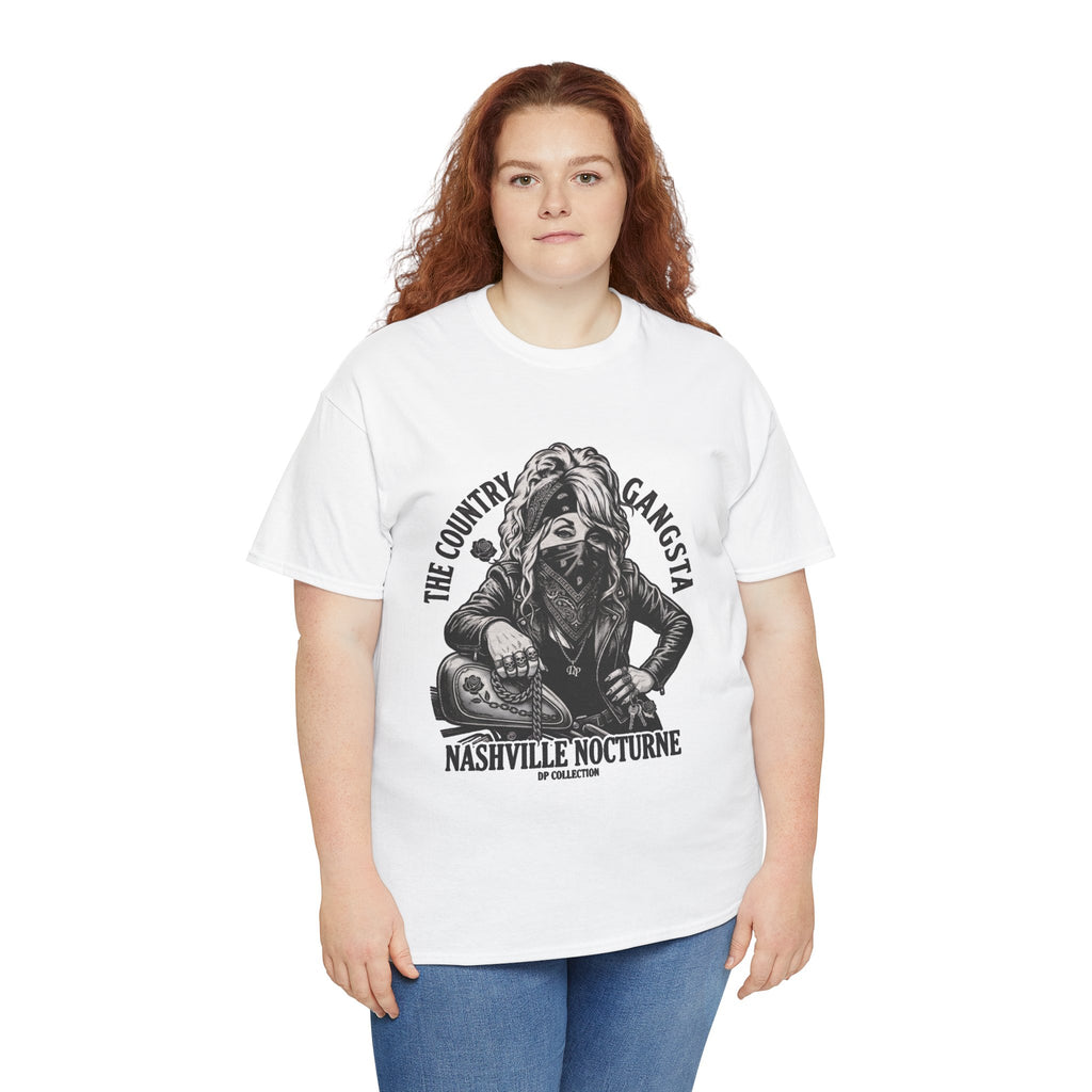 D.P. Collection Country Gangsta Biker Tee — "Nashville Nocturne" Graphic Shirt (Back: Gone But Not Forgotten)