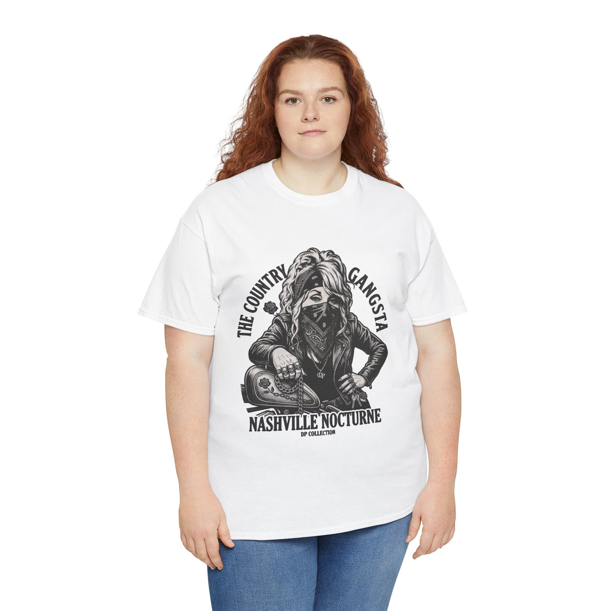 D.P. Collection Country Gangsta Biker Tee — "Nashville Nocturne" Graphic Shirt (Back: Gone But Not Forgotten)