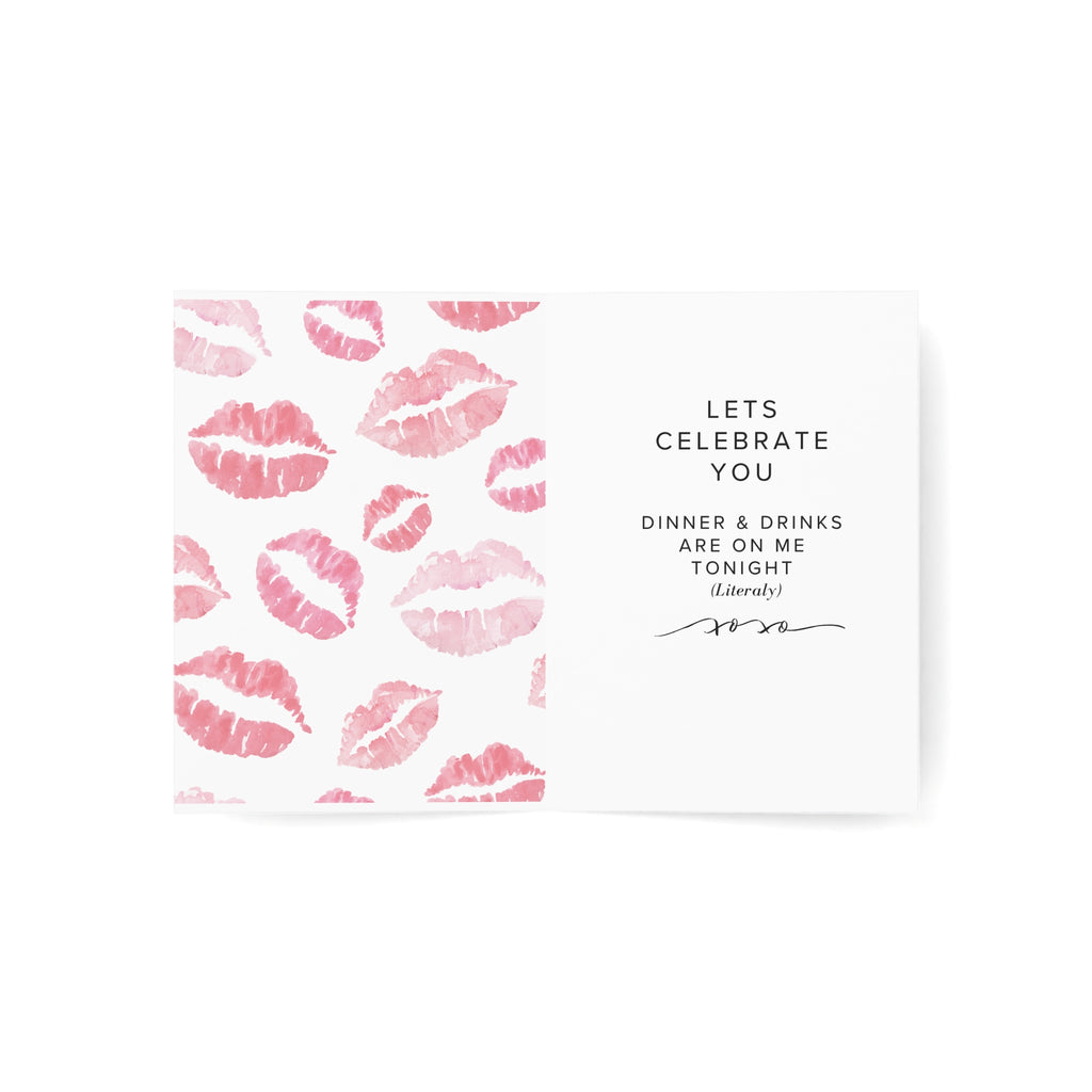 Birthday Greeting Card — “Happy Birthday Sexy Mofo” with Pink Lip Print