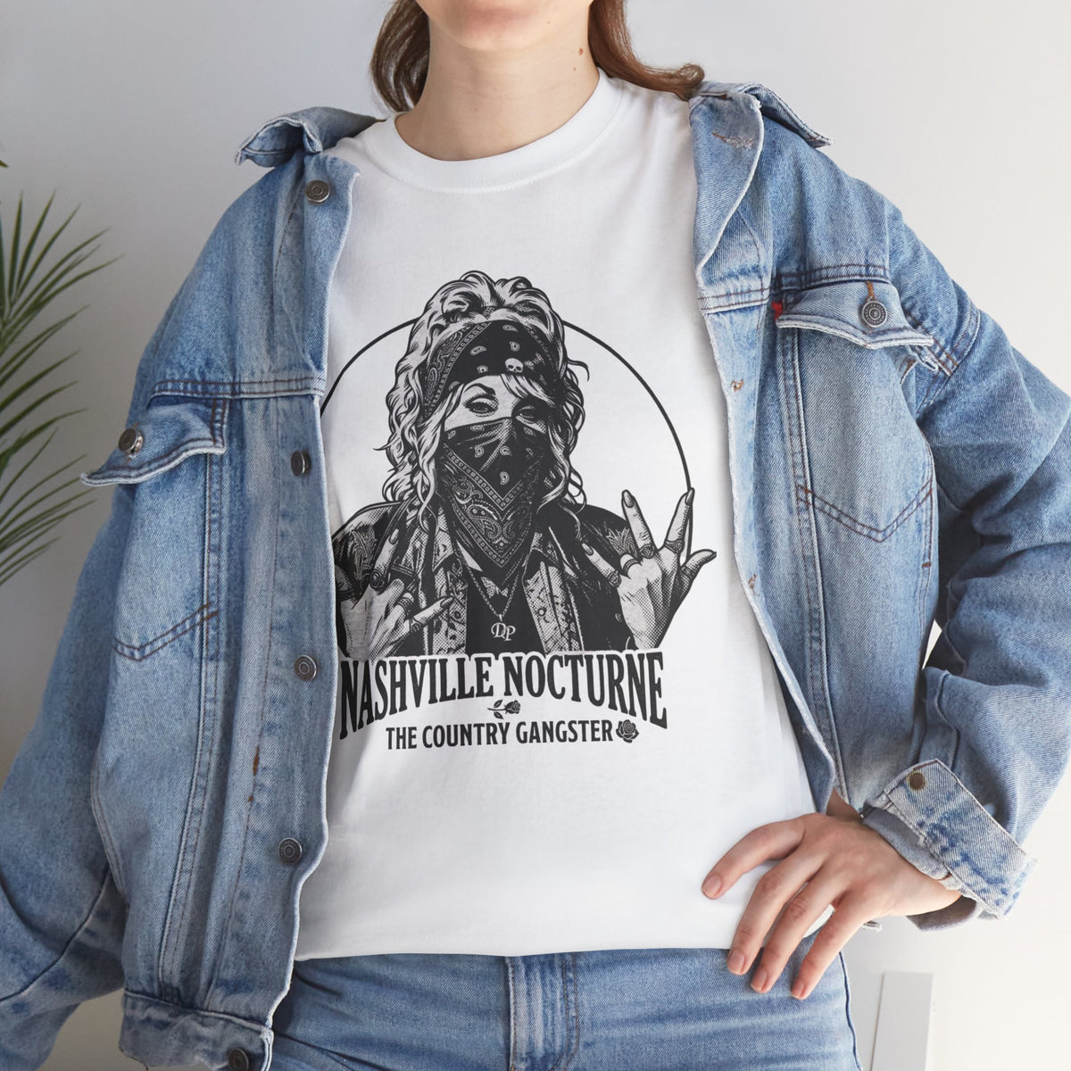 D.P. Collection Country Gangsta Hands Tee — "Nashville Nocturne" Graphic Shirt (Back: Gone But Not Forgotten)