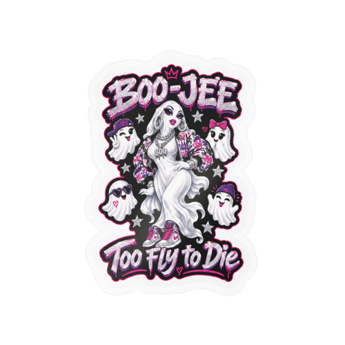 "Boo-Jee" Too Fly To  Die"  Ghost Halloween Decal Sticker- Keep'n It Real
